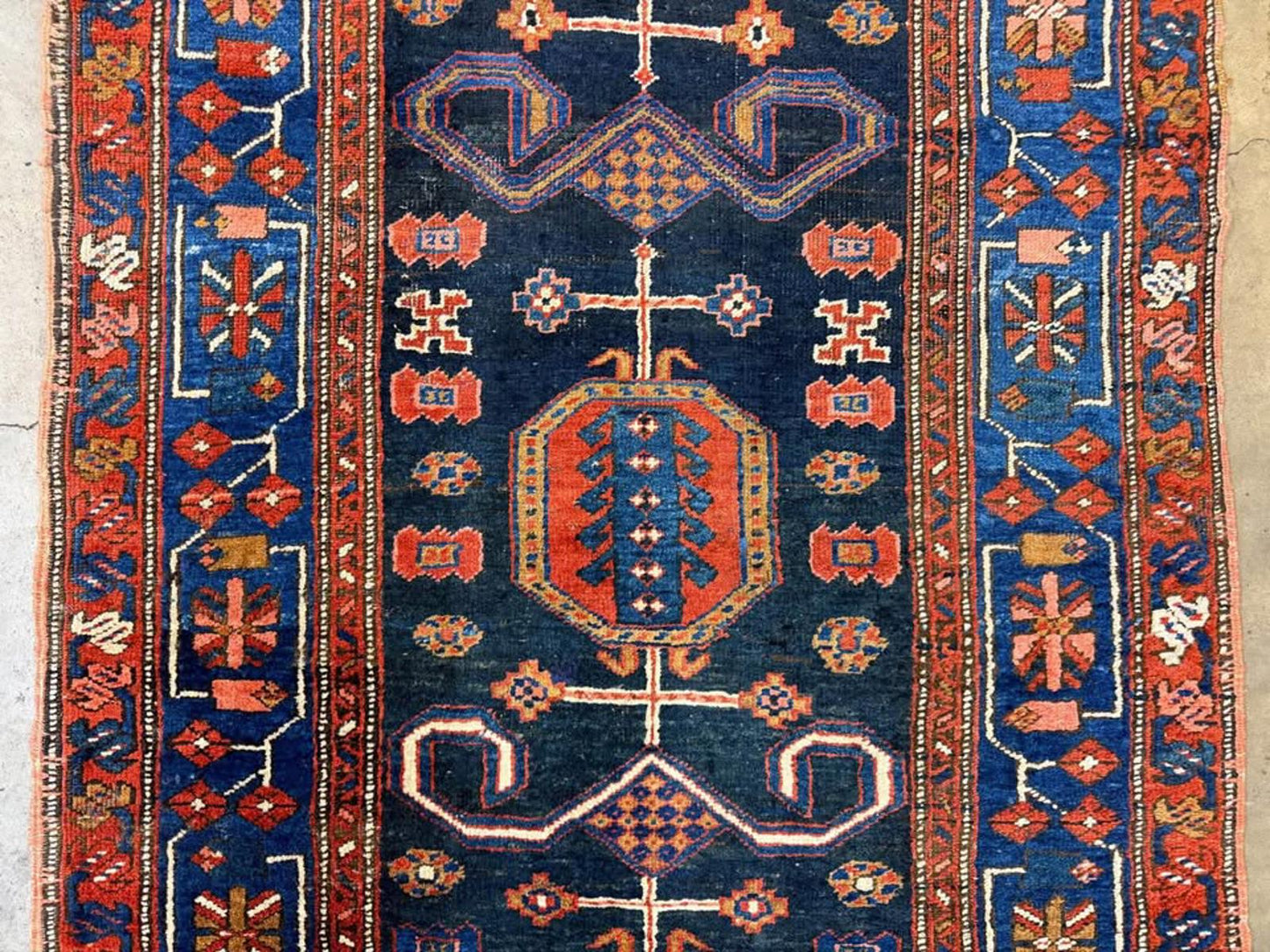 3’5”x10’3” Very Old Antique Heriz Bakhshayesh Runner