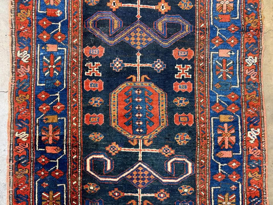 3’5”x10’3” Very Old Antique Heriz Bakhshayesh Runner