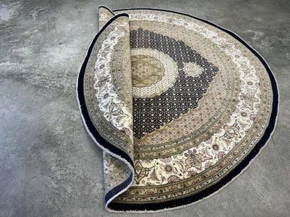 8’ Diameter Hand-knotted Wool Round Area Rug - Handmade Carpet 8x8 Blue