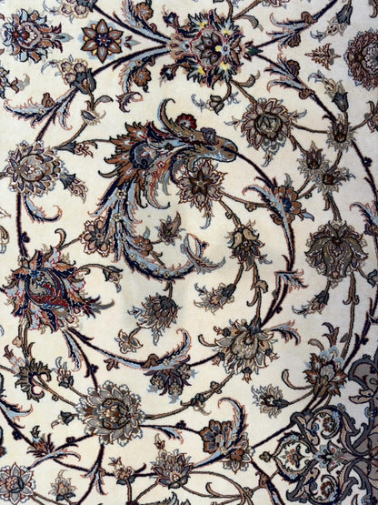 11’7”x16’6” Palace Size Hand-Knotted Wool & Silk Isfahane Area Rug 11x16