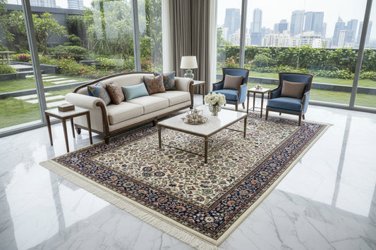 Handmade Wool IndoTabriz Rug - 6'8"x9'1"