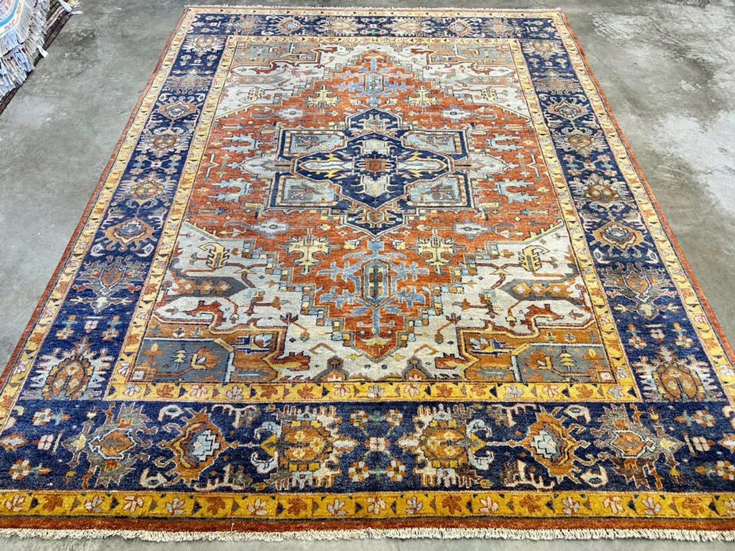 9'x11'10" Handmade 100% Wool Indian Serapi Rug