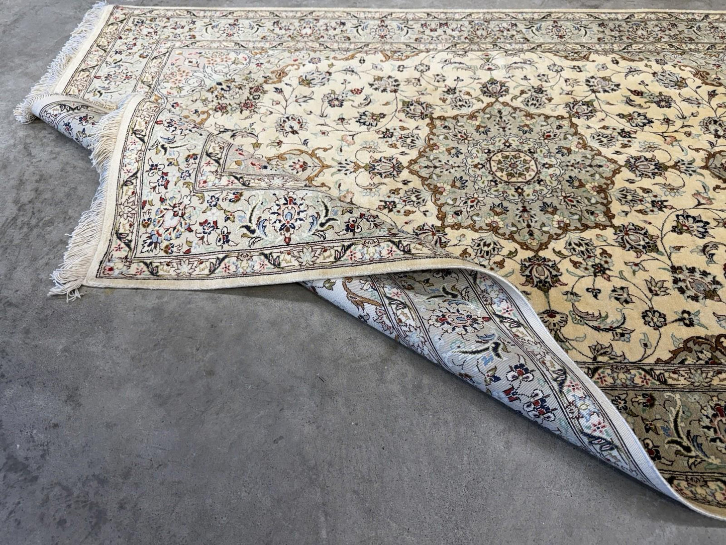 3x5 Luxurious Fine Hand-Knotted 100% Silk Persiane Qume Rug Handmade Beige