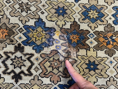 3'9"x5' Antique Hand-knotted Wool Caucasian Area Rug - Handmade 4x5 Carpet