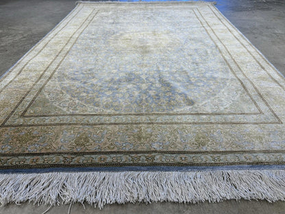 3x5 Luxurious Fine Hand-Knotted 100% Silk Persiane Qume Rug Handmade Green