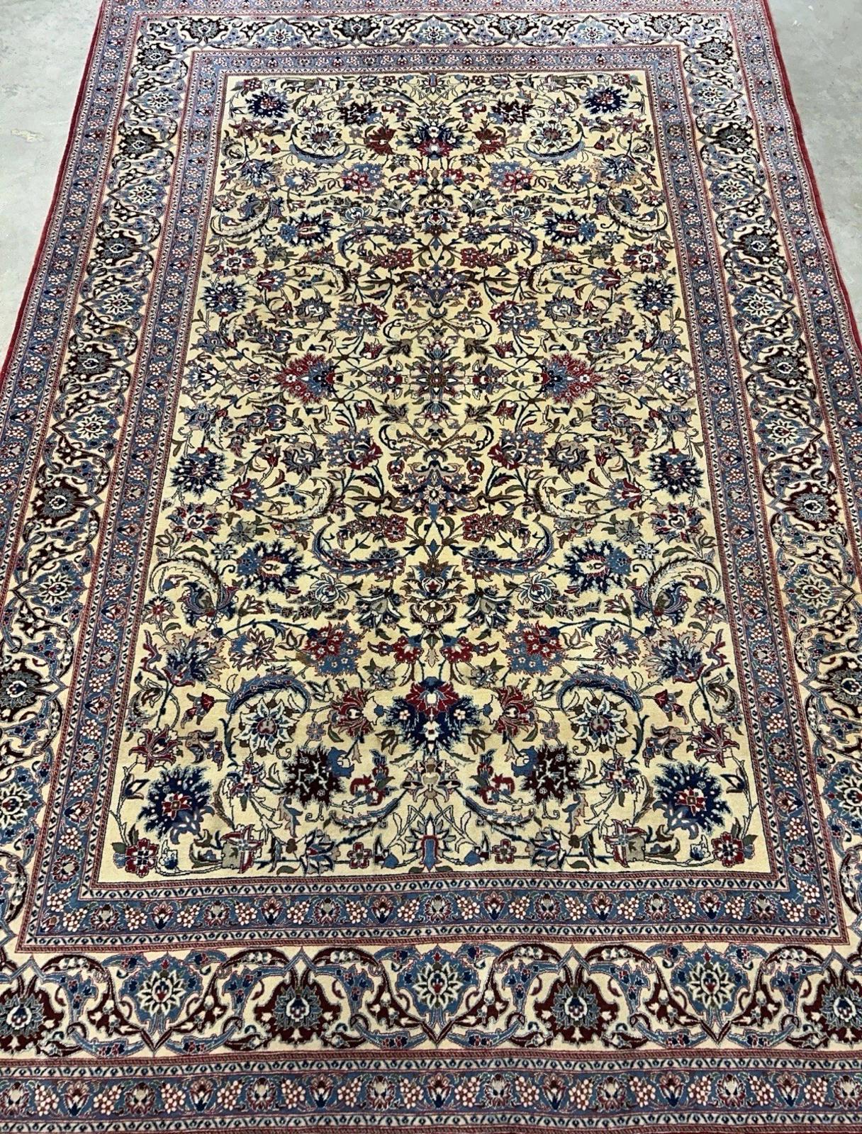 4’11”x7’6” Hand-Knotted Fine Antique Wool Nain Area Rug - All-over Carpet