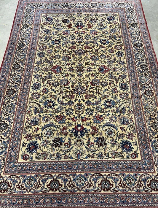 4’11”x7’6” Hand-Knotted Fine Antique Wool Nain Area Rug - All-over Carpet