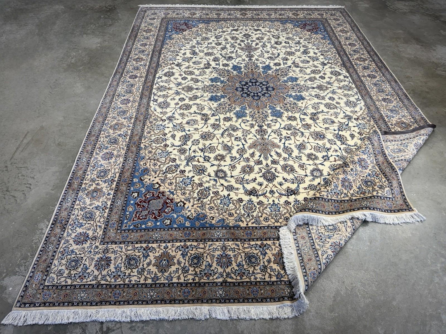 8’7”x12’1” Hand-Knotted Wool & Silk Nain Habibian Area Rug 8x12 Handmade Carpet
