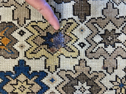 3'9"x5' Antique Hand-knotted Wool Caucasian Area Rug - Handmade 4x5 Carpet