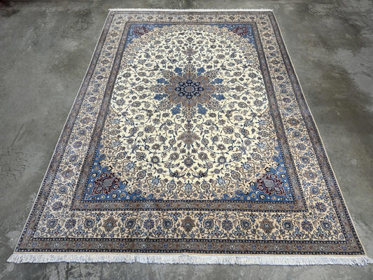 8’7”x12’1” Hand-Knotted Wool & Silk Persian Nain Signed Habibian Rug