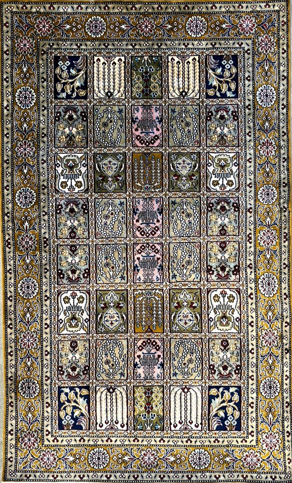 3x5 Luxurious Fine Hand-Knotted 100%Silk Persiane Qume Rug Handmade Gold