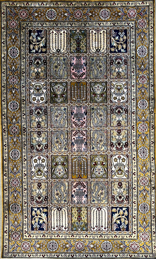 3x5 Luxurious Fine Hand-Knotted 100%Silk Persiane Qume Rug Handmade Gold