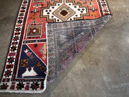 4'6"x6'9" Handmade 100% Wool Persian Hamadan Rug