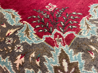 4'2"x6'3" Antique Hand-knotted Wool Tabrize Area Rug - Handmade Red 4x6 Carpet