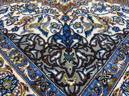 6’10”x9’10” Hand-Knotted  Fine Wool & Silk Isfahane  Area Rug - Medallion Carpet