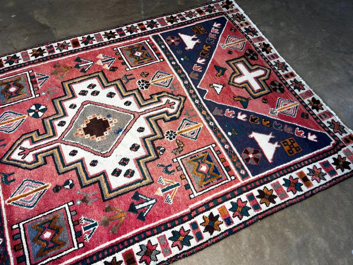 4'6"x6'9" Handmade 100% Wool Persian Hamadan Rug