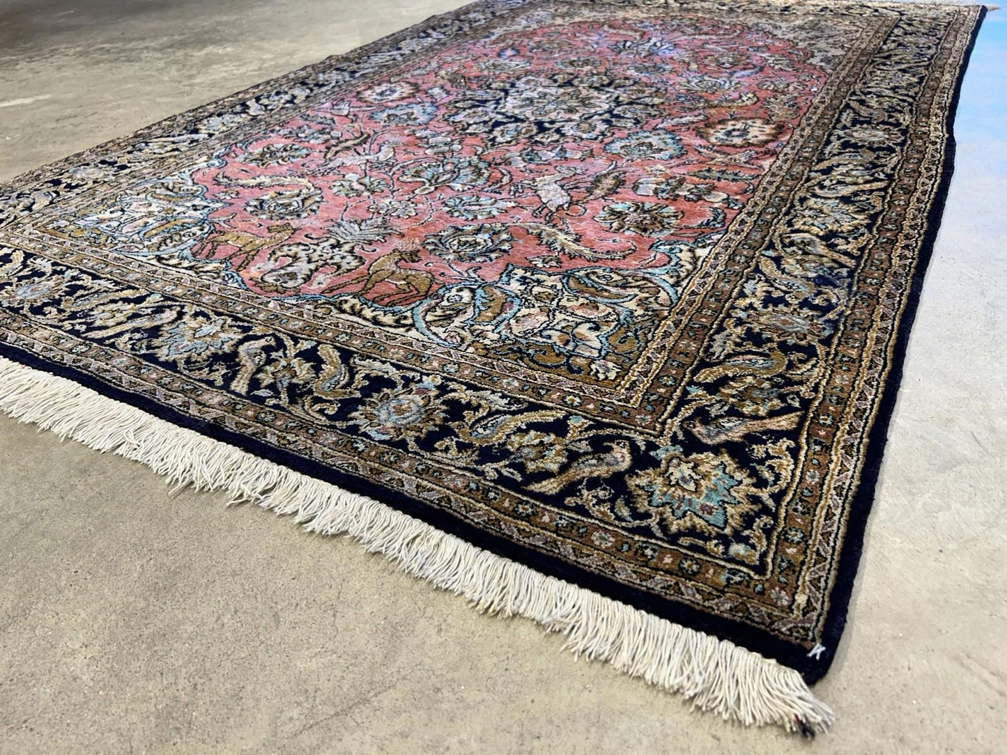 3x5 Luxurious Fine Hand-Knotted 100% Silk Pictorial Persiane Qume Rug Handmade