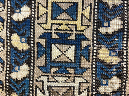 3'9"x5' Antique Hand-knotted Wool Caucasian Area Rug - Handmade 4x5 Carpet