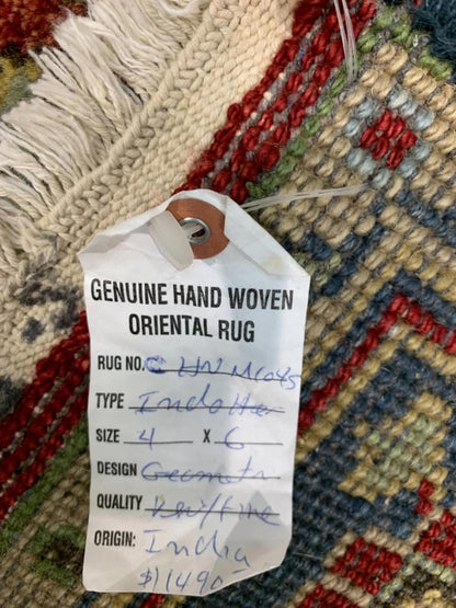 4'x6' Handmade 100% Wool Indo-Heriz Rug