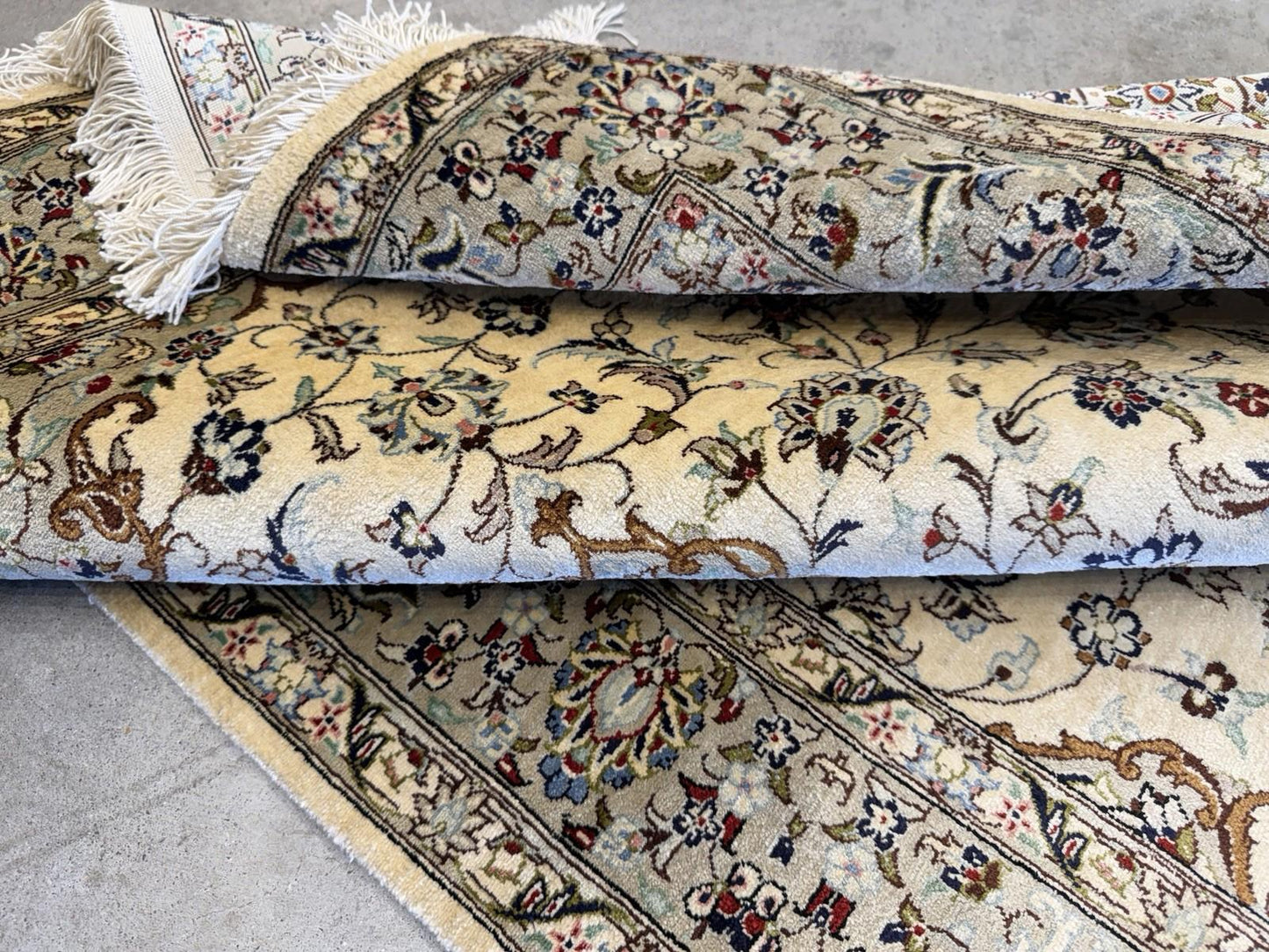 3x5 Luxurious Fine Hand-Knotted 100% Silk Persiane Qume Rug Handmade Beige