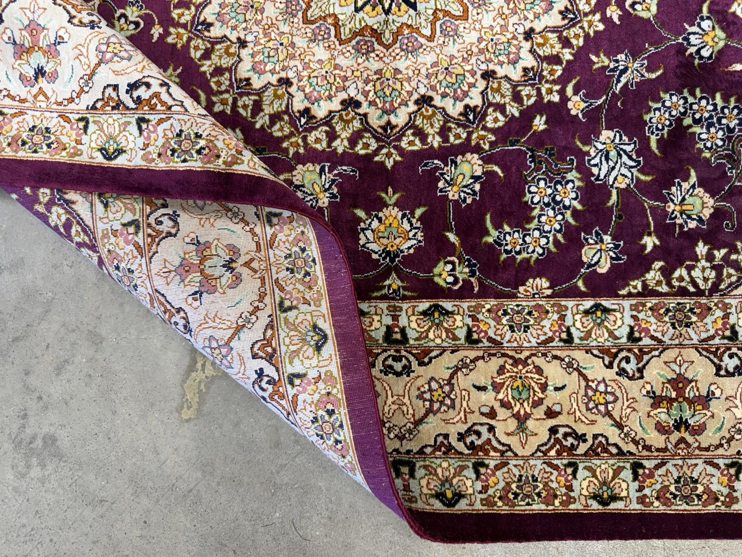 3x5 Luxurious Fine Hand-Knotted 100% Silk Signed Persiane Qume Rug Handmade