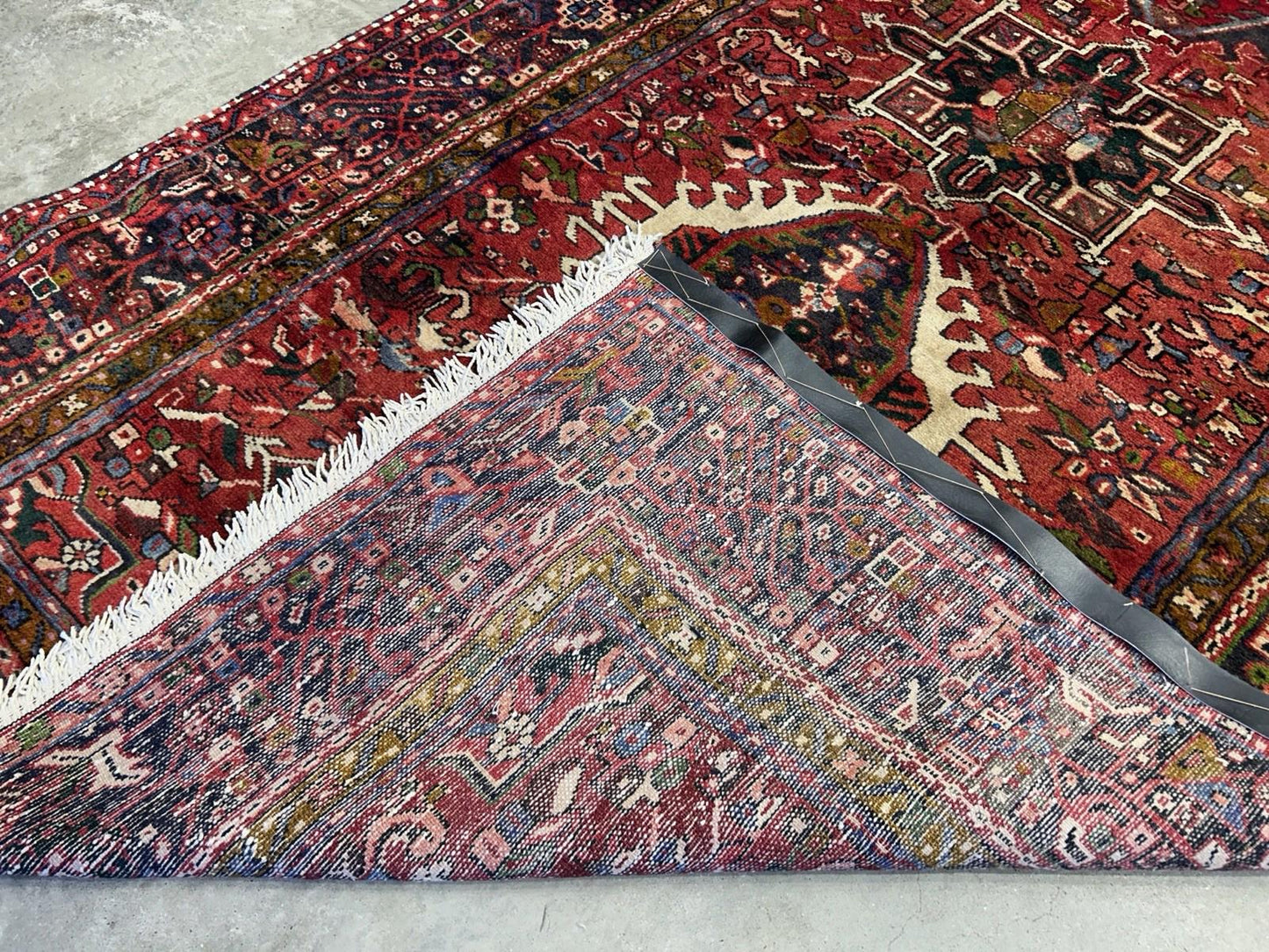 5’x12’10” Antique Hand-knotted Wool Herize Runner Rug - Handmade Red 5x13