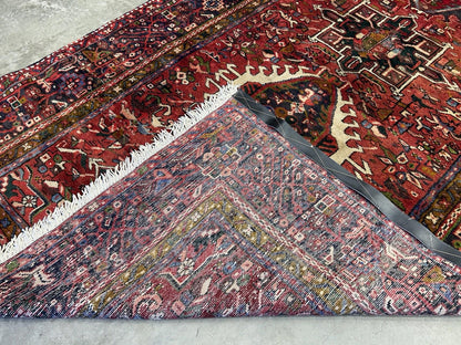 5’x12’10” Antique Hand-knotted Wool Herize Runner Rug - Handmade Red 5x13