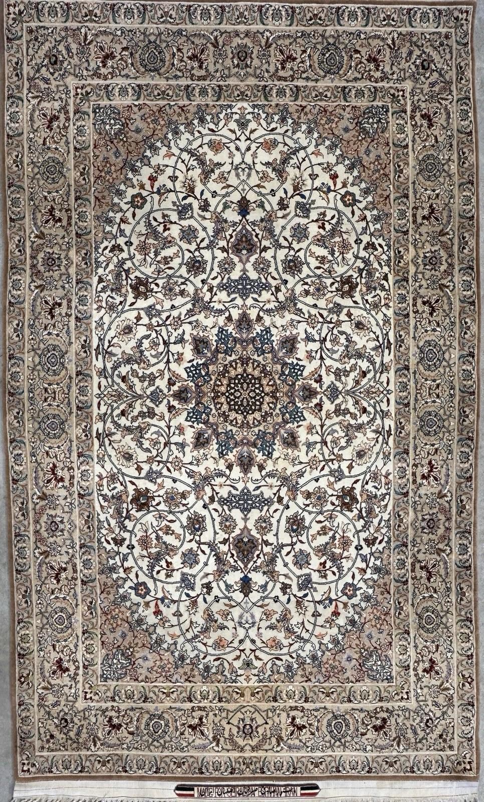 3’5”x5’9” Hand-Knotted  Fine Wool & Silk Isfahane Seirafian Area Rug - Signed