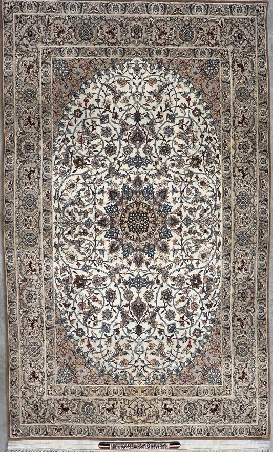3’5”x5’9” Hand-Knotted  Fine Wool & Silk Isfahan Signed Seirafian Area Rug