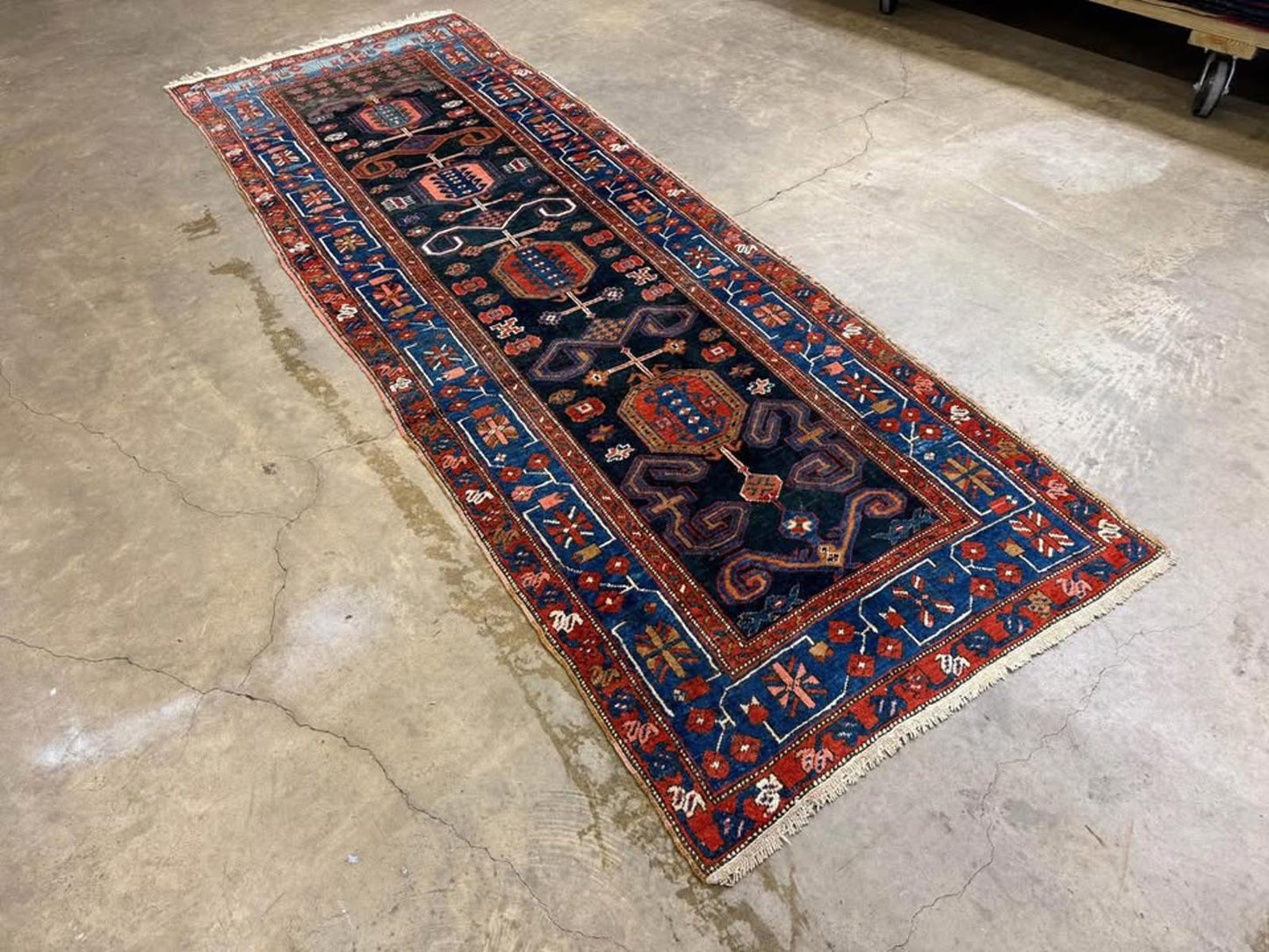 3’5”x10’3” Very Old Antique Heriz Bakhshayesh Runner