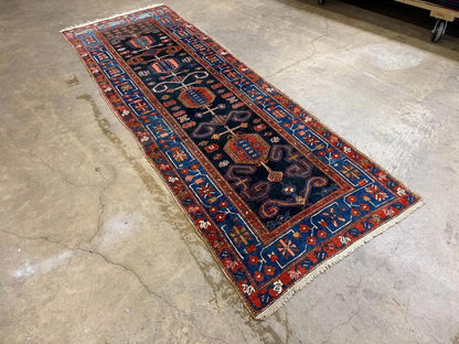 3’5”x10’3” Very Old Antique Heriz Bakhshayesh Runner
