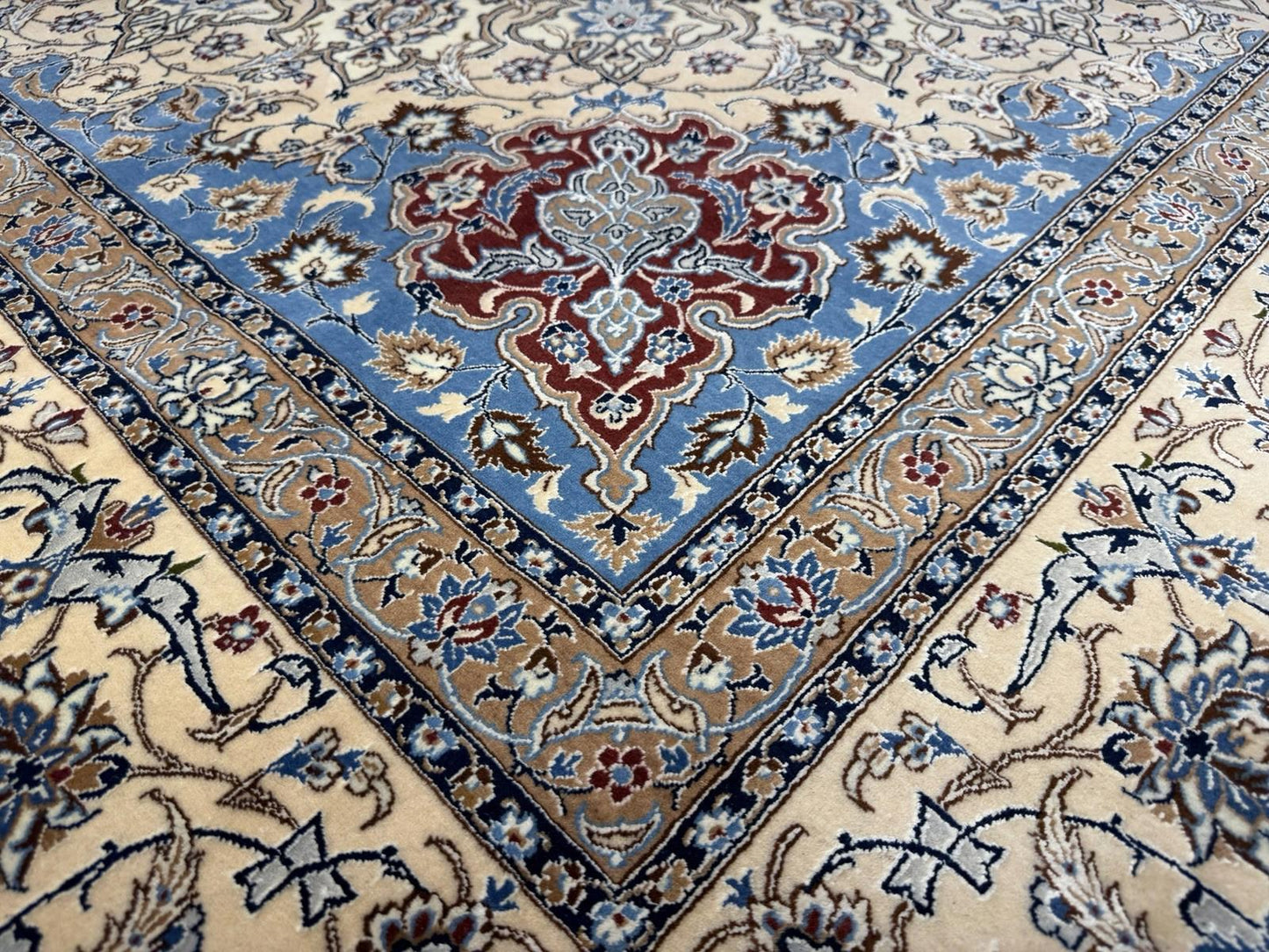 8’7”x12’1” Hand-Knotted Wool & Silk Nain Habibian Area Rug 8x12 Handmade Carpet