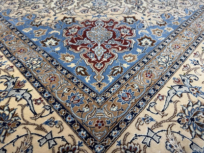 8’7”x12’1” Hand-Knotted Wool & Silk Nain Habibian Area Rug 8x12 Handmade Carpet