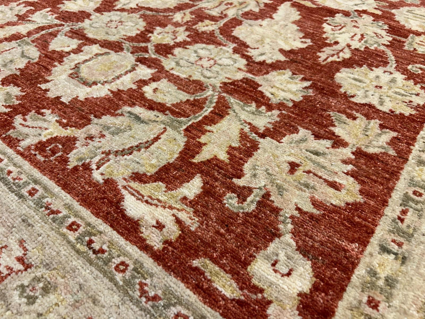 4'x5'9" Hand-knotted Wool All-Over Area Rug - Handmade Carpet Red 4x6