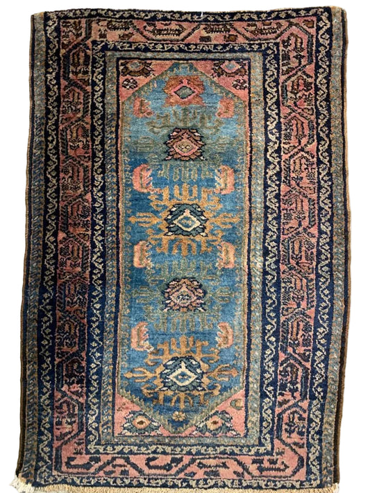 Hand-Knotted Antique Persian Hamadan Rug - 2'7"x3'11"