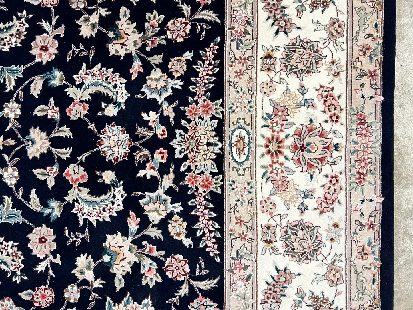 9'x12' Hand-Knotted Wool & Silk Pile Sinopersian kashan Area Rug