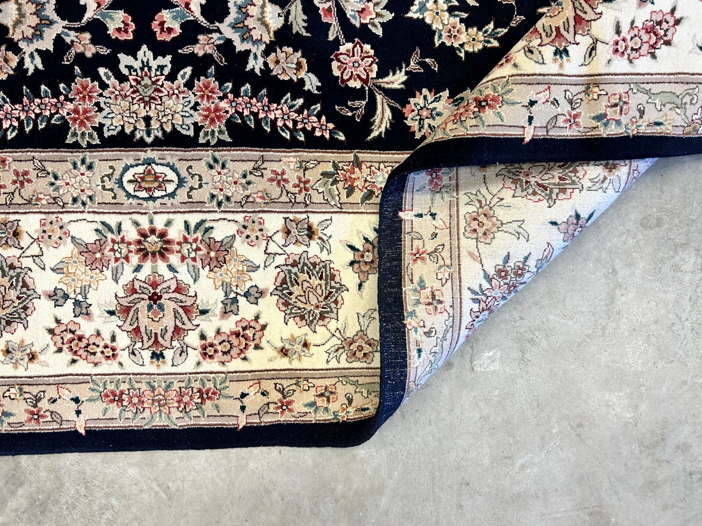 9'x12' Hand-Knotted Wool & Silk Pile Sinopersian kashan Area Rug