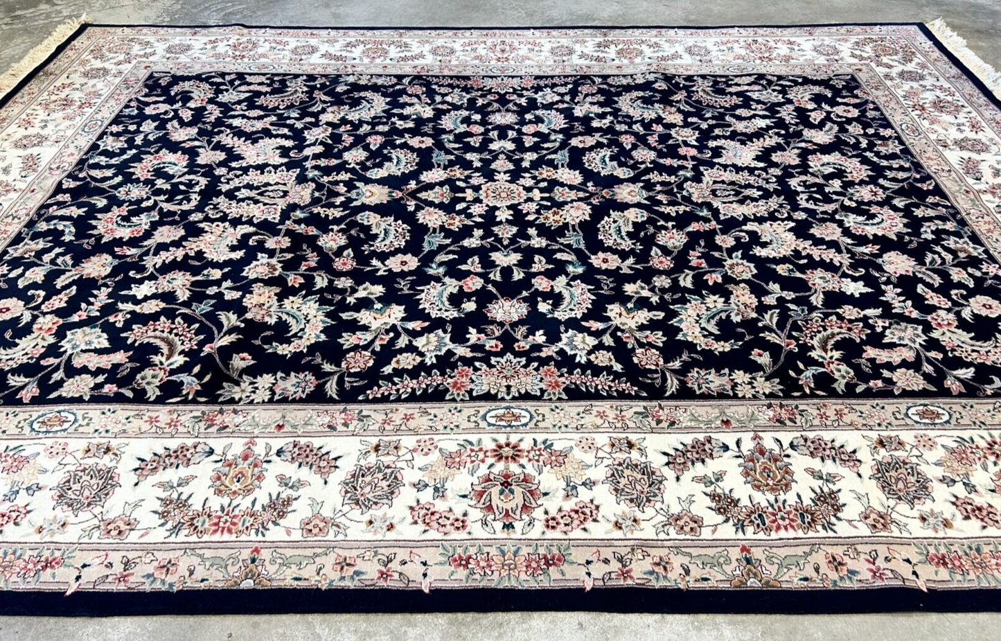 9'x12' Hand-Knotted Wool & Silk Pile Sinopersian kashan Area Rug