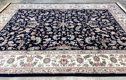 9'x12' Hand-Knotted Wool & Silk Pile Sinopersian kashan Area Rug