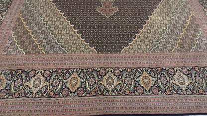 Hand-Knotted Persian Tabriz Mahi Rug - 9’11”x13’6”