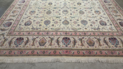 9’9”x13’4” Very Fine Hand-Knotted Persian Tabriz 80 Raj Signed Area Rug