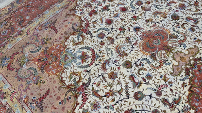 13’x19’8” Very Fine Hand-Knotted Persian Tabriz 80 Raj Signed Area Rug