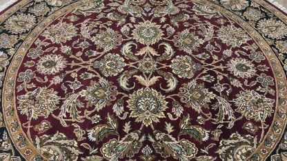 8’ Diameter Hand-Knotted Wool Indian Round Oriental Rug - 8x8 Handmade Carpet