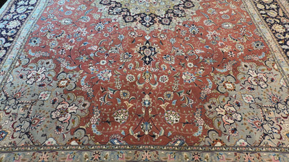 Hand-Knotted 60 Raj Persian Tabriz Rug - 9’9”x13’