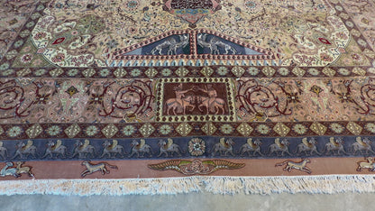 11’3”x16’3” Hand-Knotted 70 Raj Signed Persian Tabriz Rug