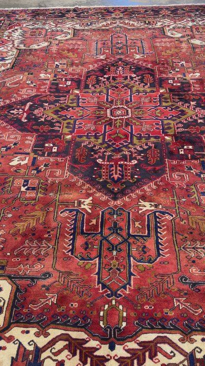 Hand-Knotted Persian Heriz Rug - 9’3”x12’2”
