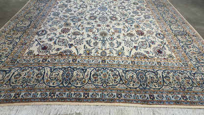 9’4”x13’3” Hand-Knotted Wool Persian Kashan Area Rug