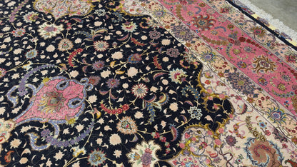 11’6”x16’6” Very Fine Hand-Knotted 70 Raj Signed Persian Tabriz Rug