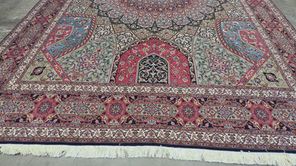 Hand-Knotted 60 Raj Persian Tabriz Rug - Dome Design - 10’x13’4”