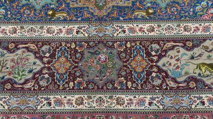 11’7”x17’2” Very Fine Hand-Knotted Signed Persian Tabriz Pictorial Area Rug